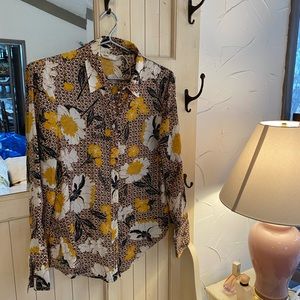 Zara 70s style graphic print blouse